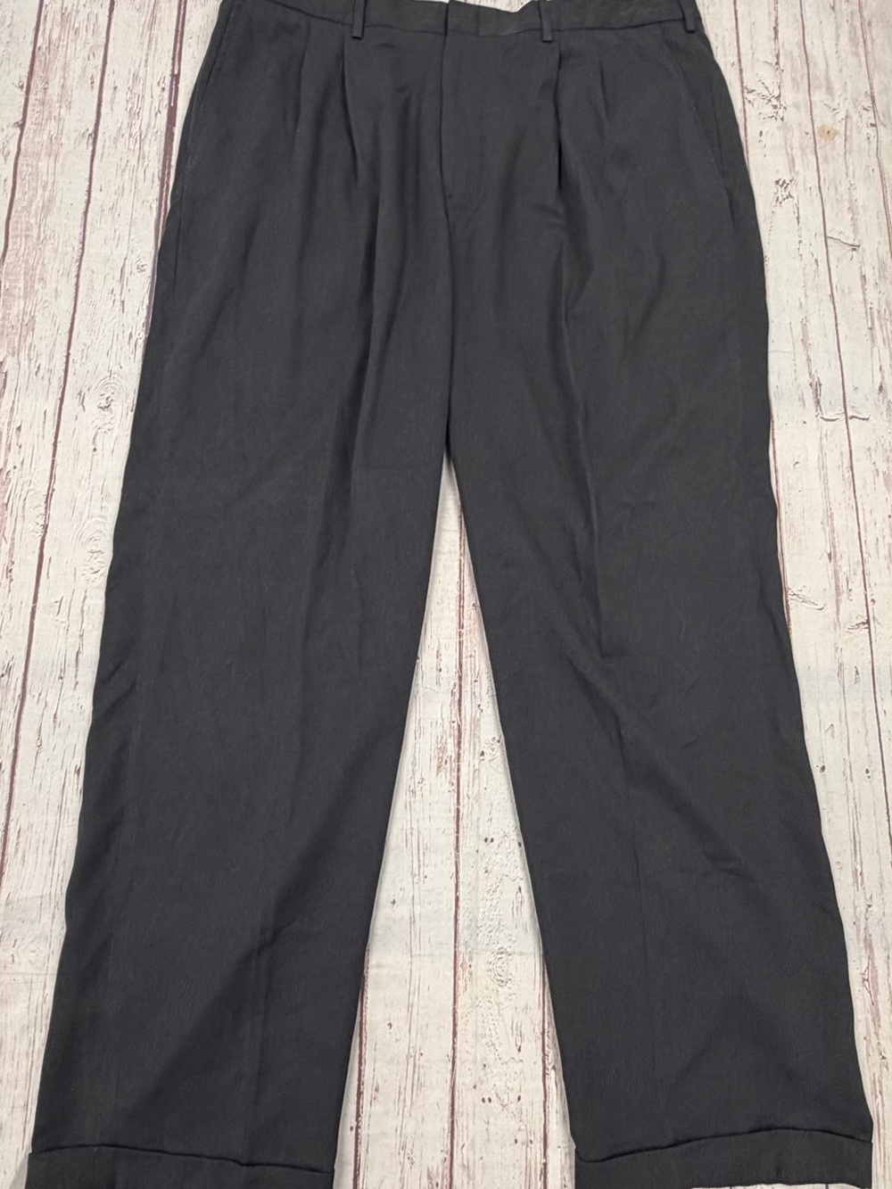 Savane Dress Pants Men’s Trousers Work Wear Size 40x32 Cuffed Hem Dark Gray